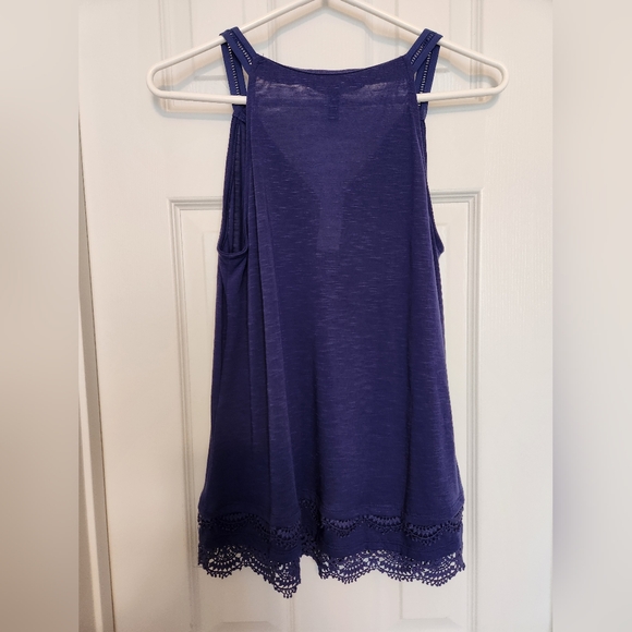 WHBM Blue Tank top with Crochet Lace detail, Size XS - Picture 2 of 5